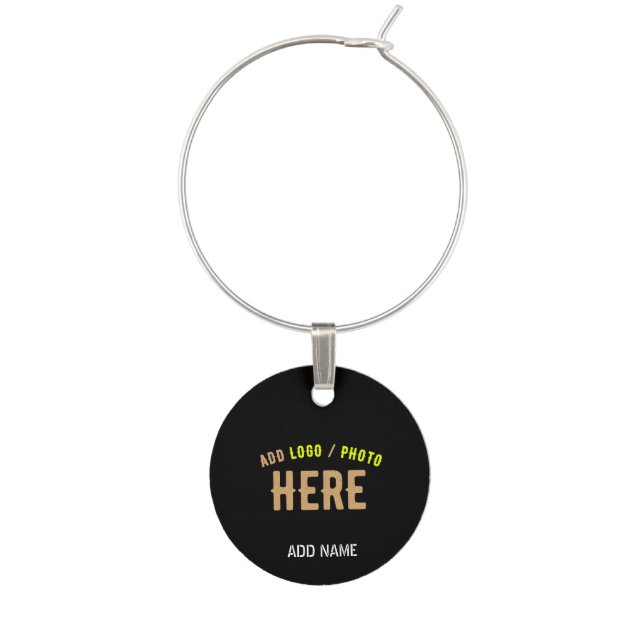 STYLISH MODERN CUSTOMIZABLE BLACK VERIFIED BRANDED WINE CHARM (Front)