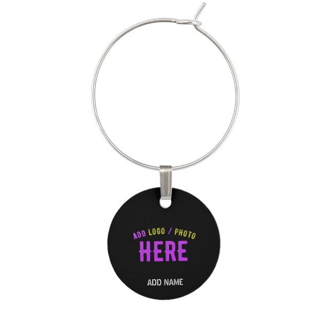 STYLISH MODERN CUSTOMIZABLE BLACK VERIFIED BRANDED WINE CHARM (Front)