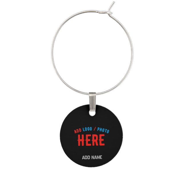 STYLISH MODERN CUSTOMIZABLE BLACK VERIFIED BRANDED WINE CHARM (Front)