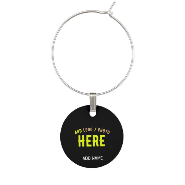 STYLISH MODERN CUSTOMIZABLE BLACK VERIFIED BRANDED WINE CHARM (Front)