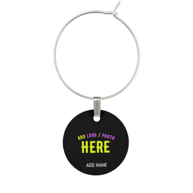 STYLISH MODERN CUSTOMIZABLE BLACK VERIFIED BRANDED WINE CHARM (Front)