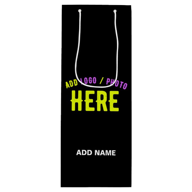 STYLISH MODERN CUSTOMIZABLE BLACK VERIFIED BRANDED WINE GIFT BAG (Front)