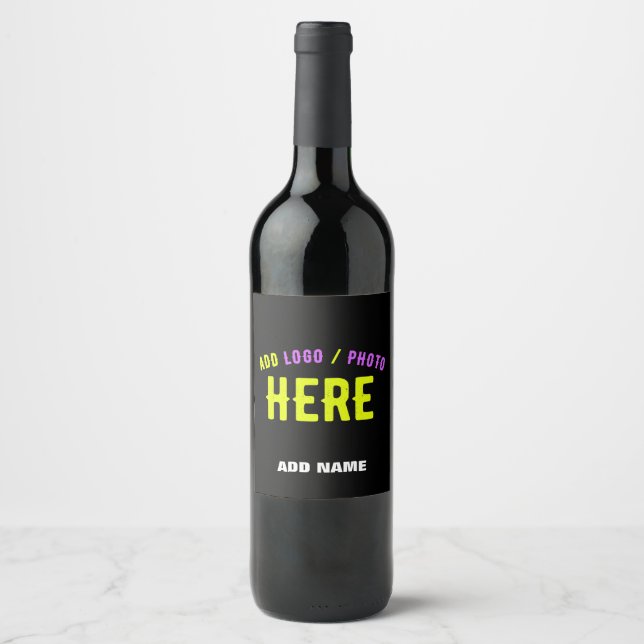 STYLISH MODERN CUSTOMIZABLE BLACK VERIFIED BRANDED WINE LABEL (Front)