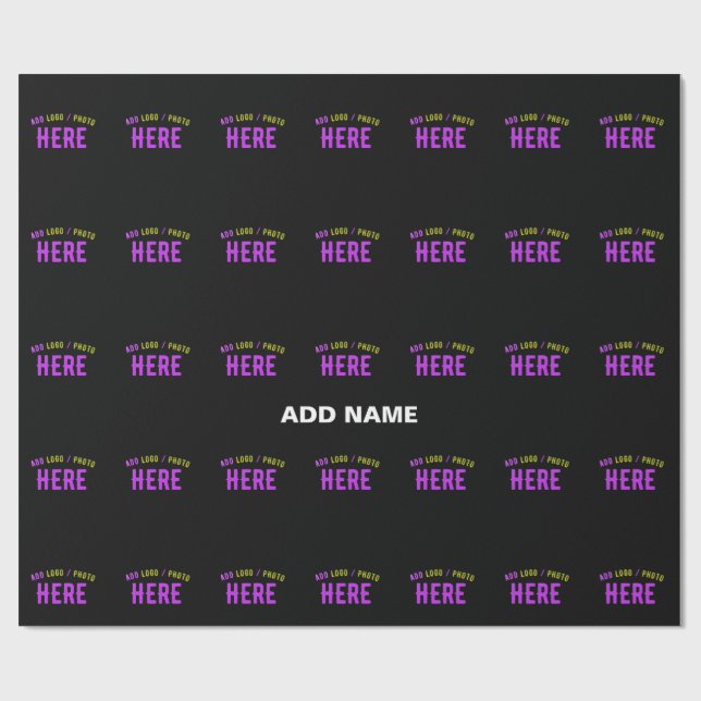 STYLISH MODERN CUSTOMIZABLE BLACK VERIFIED BRANDED WRAPPING PAPER (Flat)