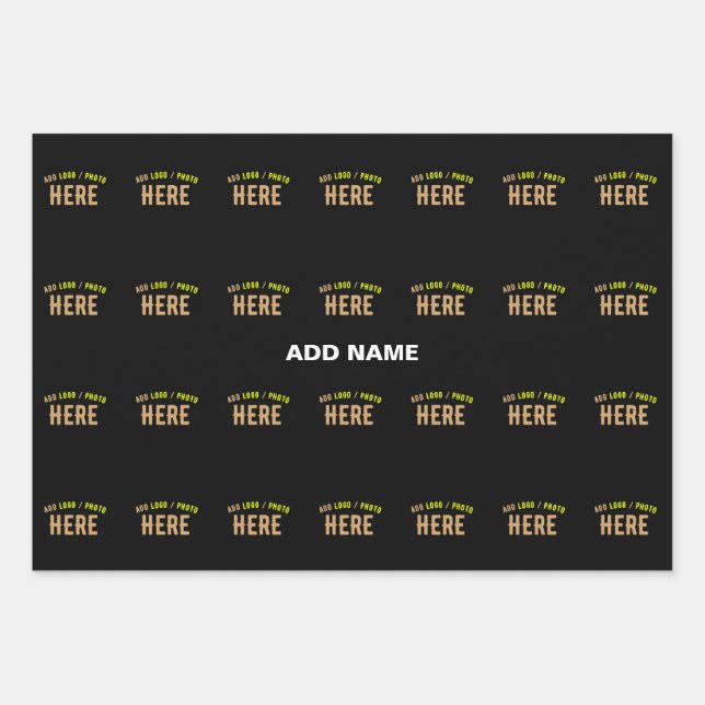 STYLISH MODERN CUSTOMIZABLE BLACK VERIFIED BRANDED WRAPPING PAPER SHEETS (Front)