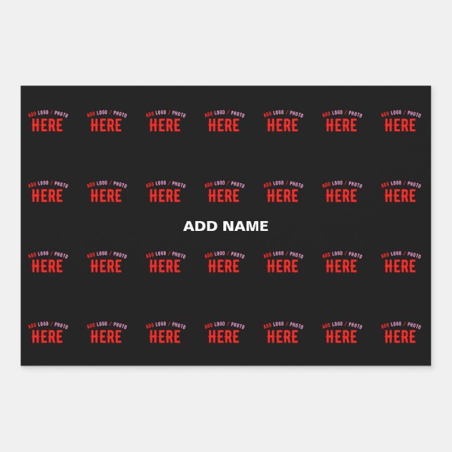STYLISH MODERN CUSTOMIZABLE BLACK VERIFIED BRANDED WRAPPING PAPER SHEETS (Front)