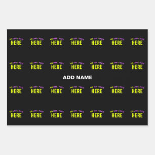 STYLISH MODERN CUSTOMIZABLE BLACK VERIFIED BRANDED WRAPPING PAPER SHEETS