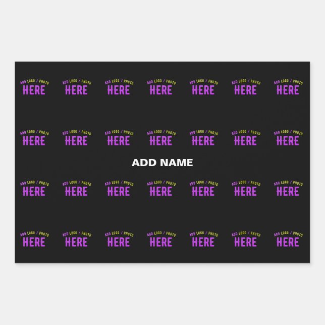 STYLISH MODERN CUSTOMIZABLE BLACK VERIFIED BRANDED WRAPPING PAPER SHEETS (Front)