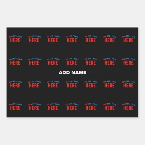 STYLISH MODERN CUSTOMIZABLE BLACK VERIFIED BRANDED WRAPPING PAPER SHEETS