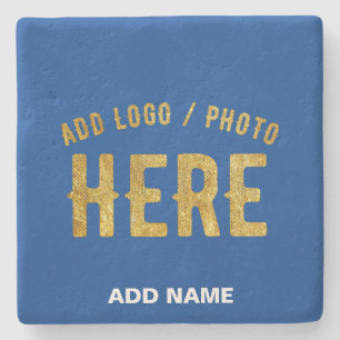 STYLISH MODERN CUSTOMIZABLE BLUE VERIFIED BRANDED STONE COASTER