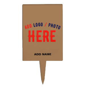 STYLISH MODERN CUSTOMIZABLE BROWN VERIFIED BRANDED CAKE TOPPER