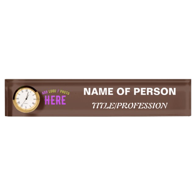STYLISH MODERN CUSTOMIZABLE BROWN VERIFIED BRANDED DESK NAME PLATE (Front)
