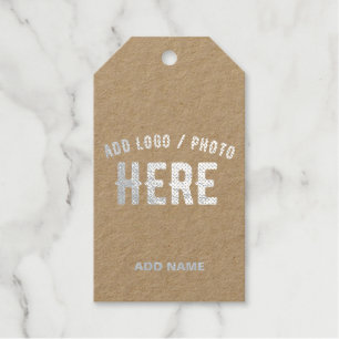 STYLISH MODERN CUSTOMIZABLE BROWN VERIFIED BRANDED FOIL GIFT TAGS
