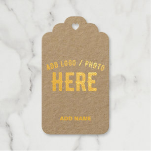 STYLISH MODERN CUSTOMIZABLE BROWN VERIFIED BRANDED FOIL GIFT TAGS