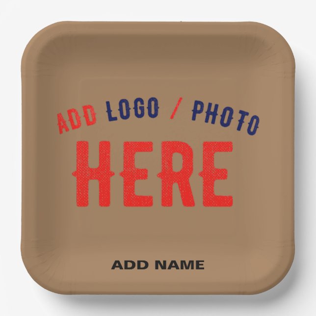 STYLISH MODERN CUSTOMIZABLE BROWN VERIFIED BRANDED PAPER PLATES (Front)