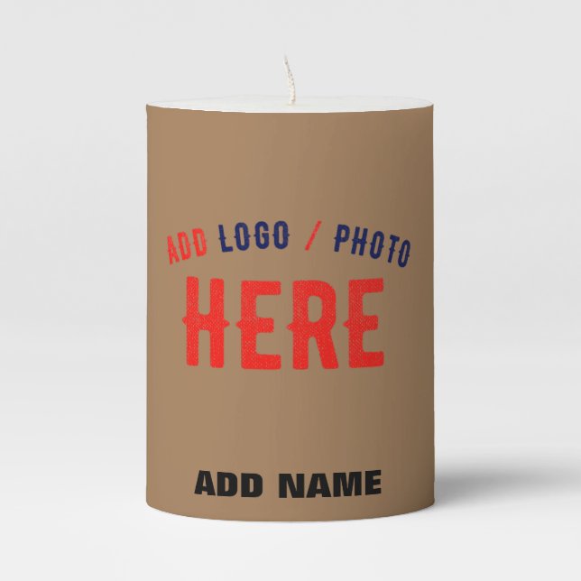 STYLISH MODERN CUSTOMIZABLE BROWN VERIFIED BRANDED PILLAR CANDLE (Front)