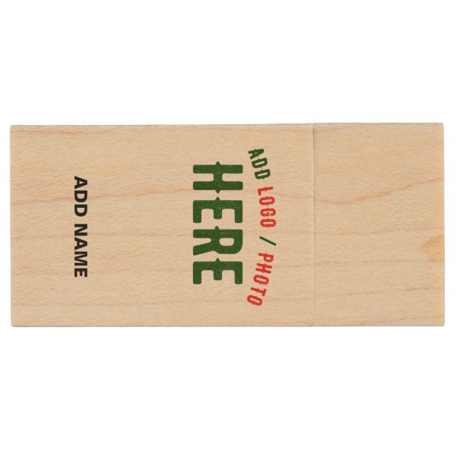 STYLISH MODERN CUSTOMIZABLE BROWN VERIFIED BRANDED WOOD FLASH DRIVE (Front)