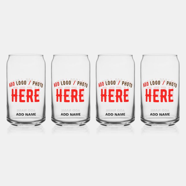 STYLISH MODERN CUSTOMIZABLE CLEAR VERIFIED BRANDED CAN GLASS (Front)