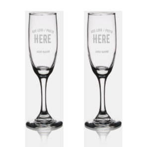 STYLISH MODERN CUSTOMIZABLE CLEAR VERIFIED BRANDED CHAMPAGNE FLUTE