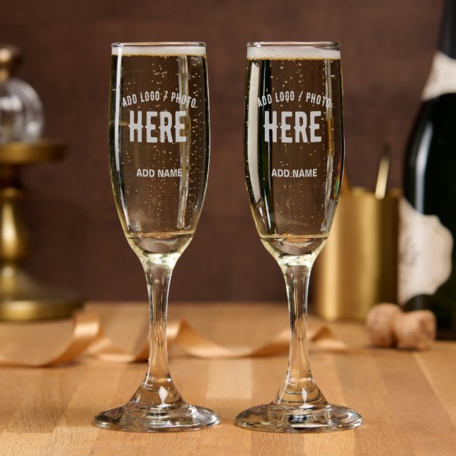 STYLISH MODERN CUSTOMIZABLE CLEAR VERIFIED BRANDED CHAMPAGNE FLUTE (Party)