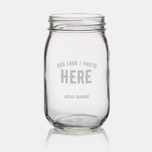 STYLISH MODERN CUSTOMIZABLE CLEAR VERIFIED BRANDED MASON JAR