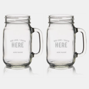 STYLISH MODERN CUSTOMIZABLE CLEAR VERIFIED BRANDED MASON JAR W/ HANDLE