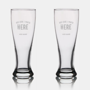 STYLISH MODERN CUSTOMIZABLE CLEAR VERIFIED BRANDED PILSNER GLASS
