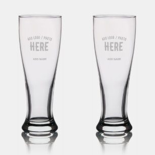 STYLISH MODERN CUSTOMIZABLE CLEAR VERIFIED BRANDED PILSNER GLASS