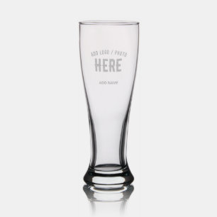 STYLISH MODERN CUSTOMIZABLE CLEAR VERIFIED BRANDED PILSNER GLASS