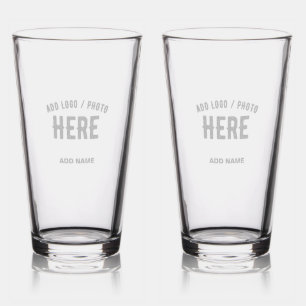 STYLISH MODERN CUSTOMIZABLE CLEAR VERIFIED BRANDED PINT GLASS