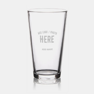 STYLISH MODERN CUSTOMIZABLE CLEAR VERIFIED BRANDED PINT GLASS