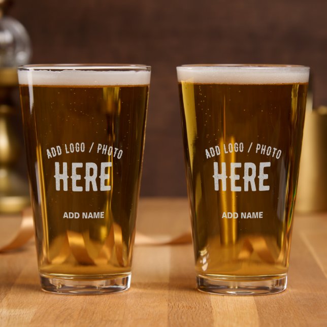 STYLISH MODERN CUSTOMIZABLE CLEAR VERIFIED BRANDED PINT GLASS (Party)