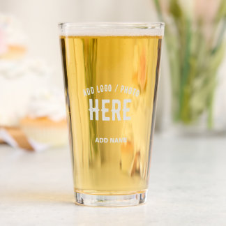 STYLISH MODERN CUSTOMIZABLE CLEAR VERIFIED BRANDED PINT GLASS