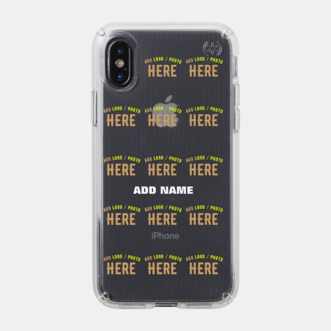 STYLISH MODERN CUSTOMIZABLE CLEAR VERIFIED BRANDED SPECK iPhone XS CASE (Front (Black Phone))