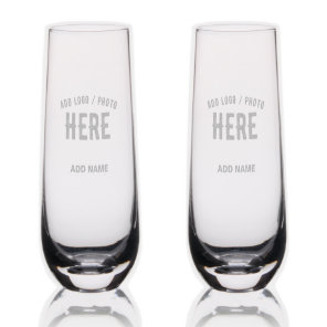 STYLISH MODERN CUSTOMIZABLE CLEAR VERIFIED BRANDED STEMLESS CHAMPAGNE FLUTE