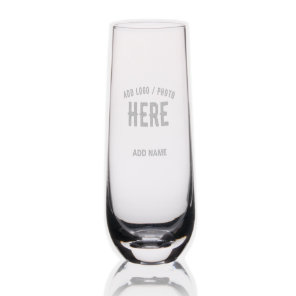STYLISH MODERN CUSTOMIZABLE CLEAR VERIFIED BRANDED STEMLESS CHAMPAGNE FLUTE