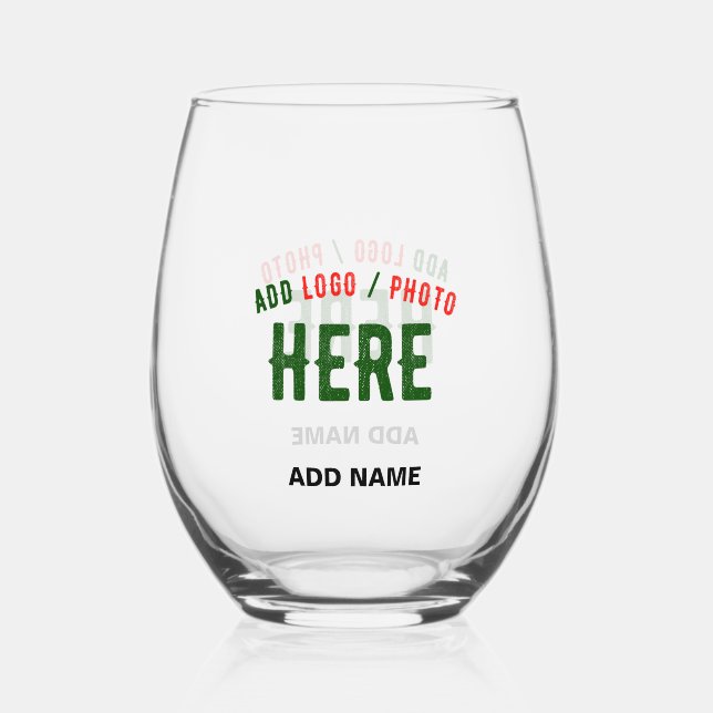 STYLISH MODERN CUSTOMIZABLE CLEAR VERIFIED BRANDED STEMLESS WINE GLASS (Front)
