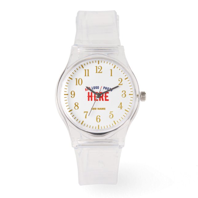 STYLISH MODERN CUSTOMIZABLE CLEAR VERIFIED BRANDED WATCH (Front)