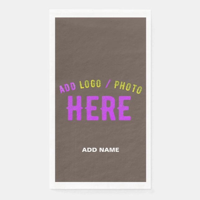 STYLISH MODERN CUSTOMIZABLE COFFEE VERIFIED BRAND PAPER GUEST TOWELS (Front)