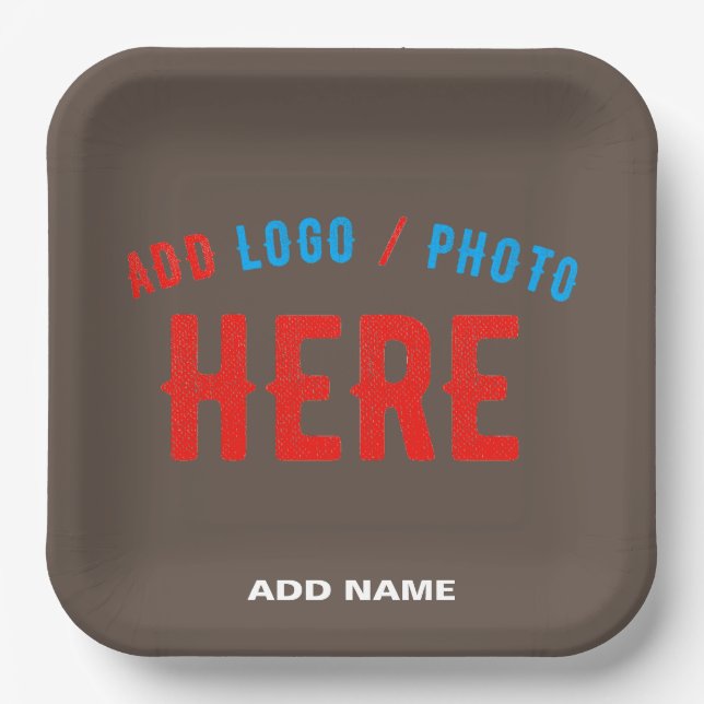 STYLISH MODERN CUSTOMIZABLE COFFEE VERIFIED BRAND PAPER PLATES (Front)