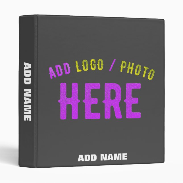 STYLISH MODERN CUSTOMIZABLE GREY VERIFIED BRANDED 3 RING BINDER (Front/Spine)