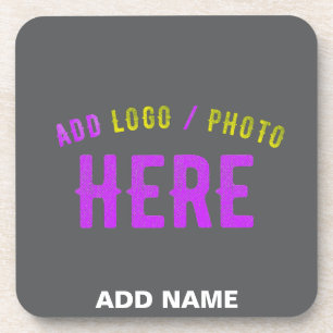 STYLISH MODERN CUSTOMIZABLE GREY VERIFIED BRANDED BEVERAGE COASTER
