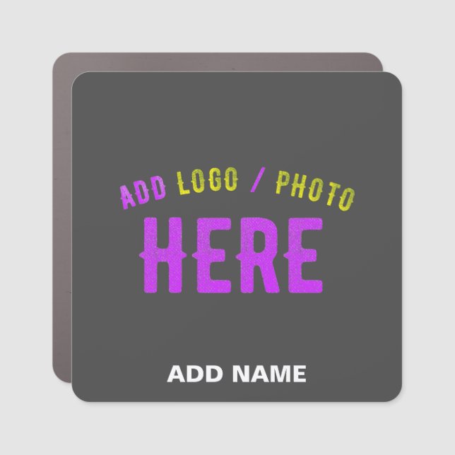 STYLISH MODERN CUSTOMIZABLE GREY VERIFIED BRANDED CAR MAGNET (Front)