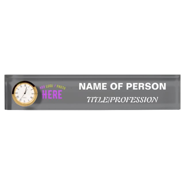 STYLISH MODERN CUSTOMIZABLE GREY VERIFIED BRANDED DESK NAME PLATE (Front)