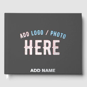 STYLISH MODERN CUSTOMIZABLE GREY VERIFIED BRANDED FOIL GUEST BOOK 
