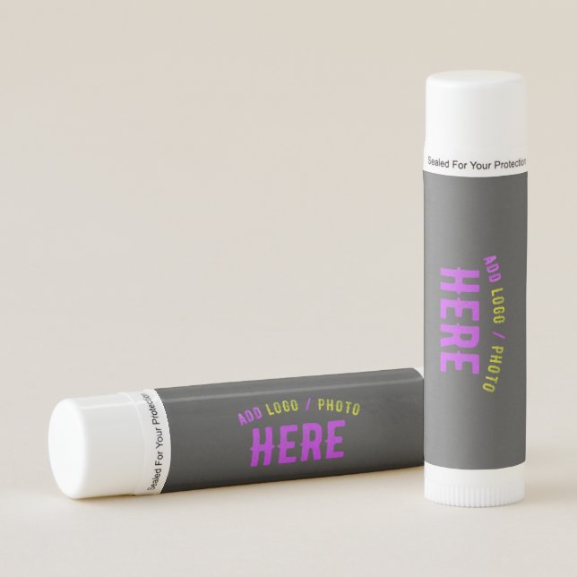 STYLISH MODERN CUSTOMIZABLE GREY VERIFIED BRANDED LIP BALM (Front)