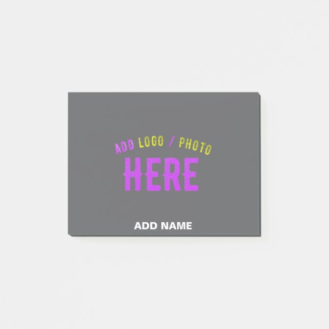 STYLISH MODERN CUSTOMIZABLE GREY VERIFIED BRANDED POST-IT NOTES (Front)