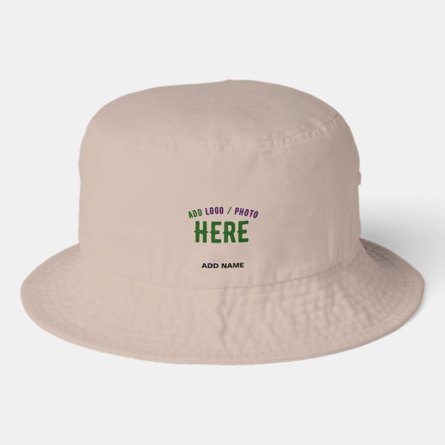 STYLISH MODERN CUSTOMIZABLE KHAKI VERIFIED BRANDED BUCKET HAT (Front)