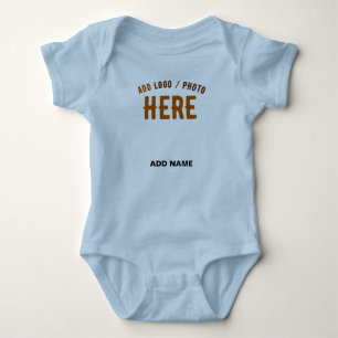 STYLISH MODERN CUSTOMIZABLE LIGHT BLUE BRANDED BABY BODYSUIT