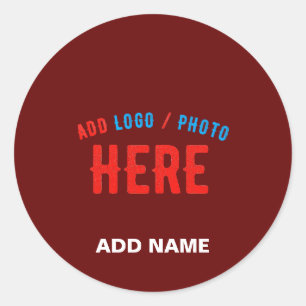 STYLISH MODERN CUSTOMIZABLE OXBLOOD VERIFIED BRAND CLASSIC ROUND STICKER